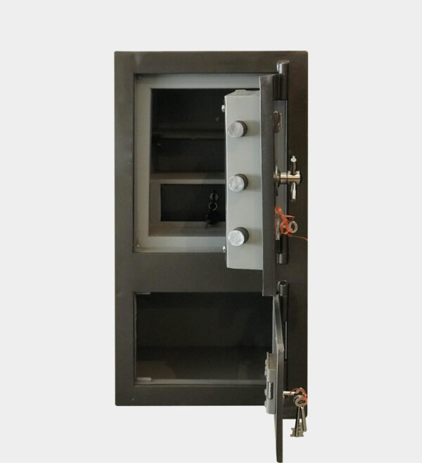 Çift Kapılı Şifreli Ev ve Ofis Tipi Kasası Antrasit Gri