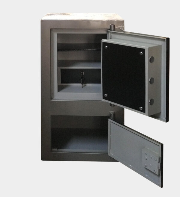 Çift Kapılı Şifreli Ev ve Ofis Tipi Kasası Antrasit Gri